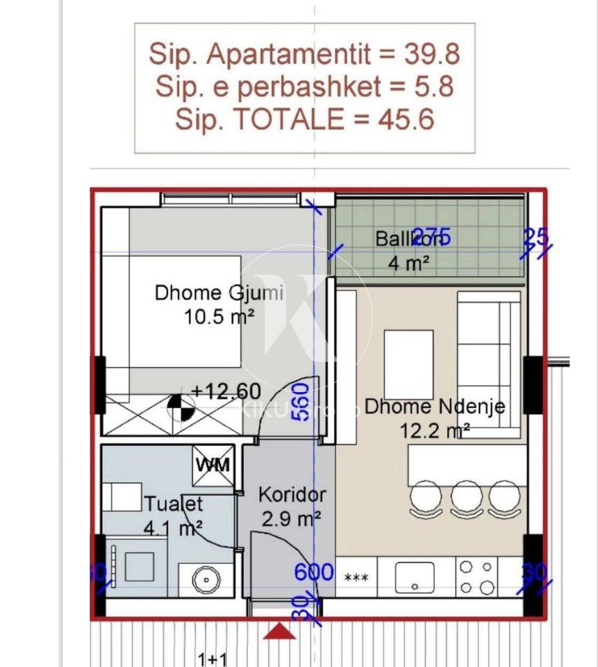 Apartament 1+1 në Shitje – Kati 4 Teknik, Pamje nga Deti