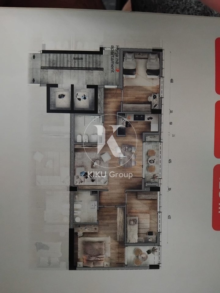 Apartment 3+1+2 with 2 Parking Spaces for Rent – Durrës Road
