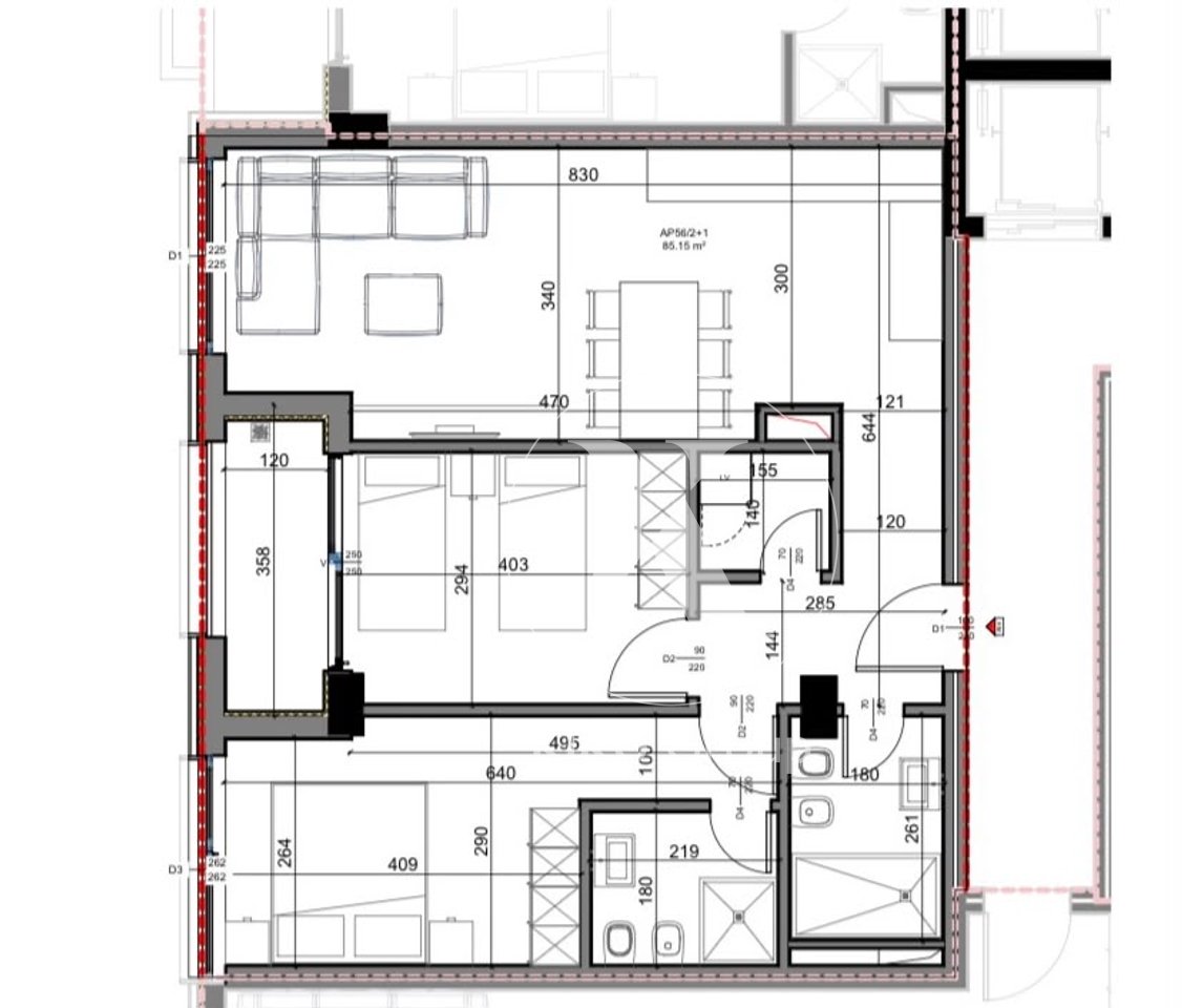 Shitet Apartament 2+1+2