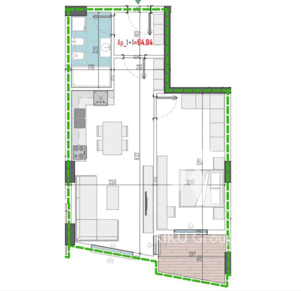 1+1 apartment for sale in Paskuqan.
