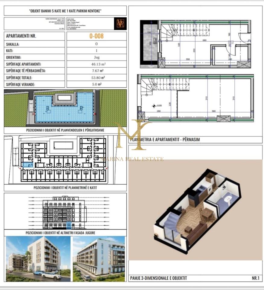 Duplex for sale in a building with a pool in Mali i Robit, Kavaje. Completion in the year 2029.