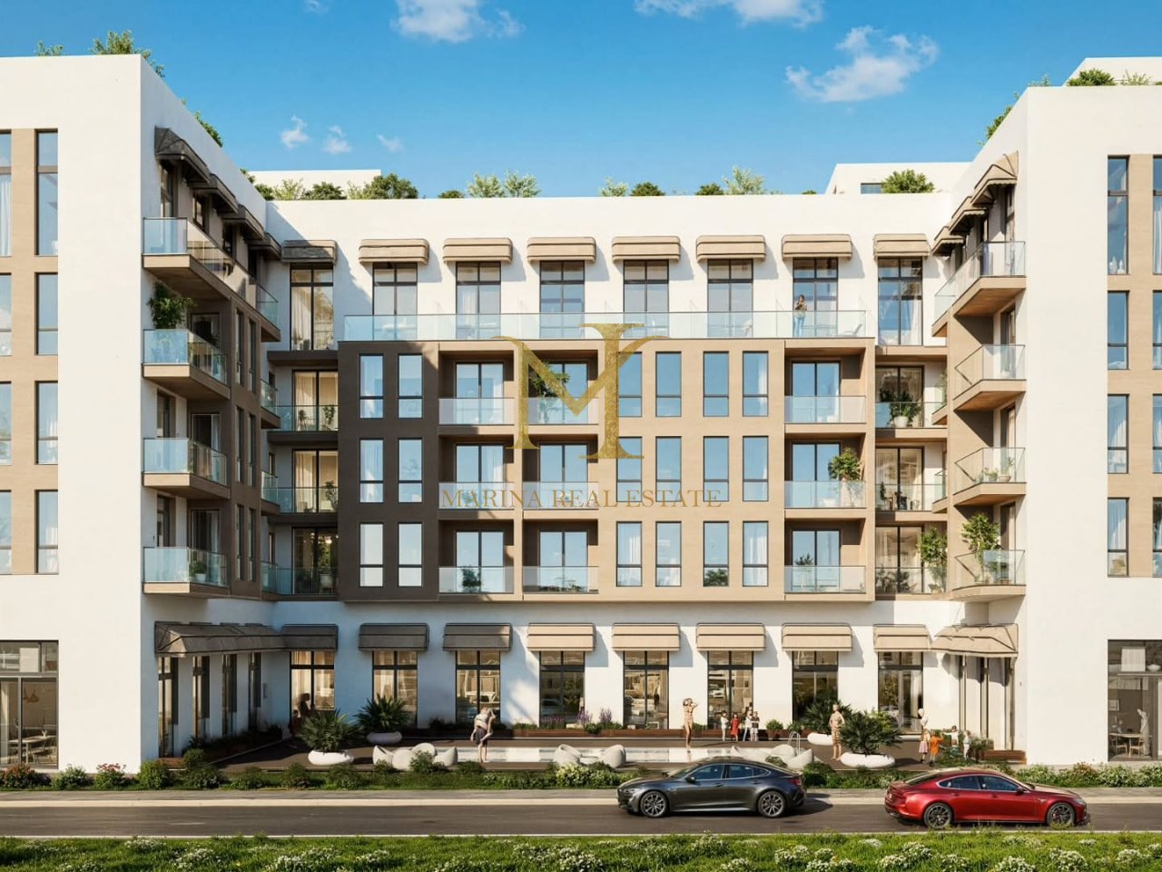 Duplex for sale directly from the builder in a residential complex with a swimming pool.