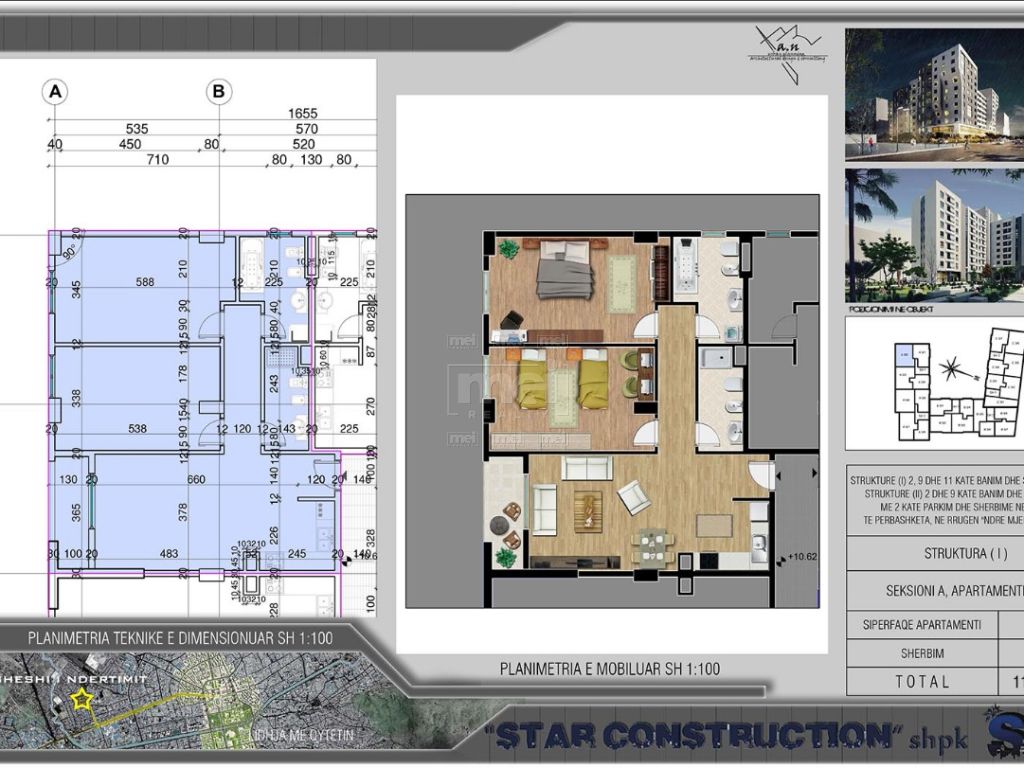 Tek Kompleksi Star, Shitet Apartament 2+1.