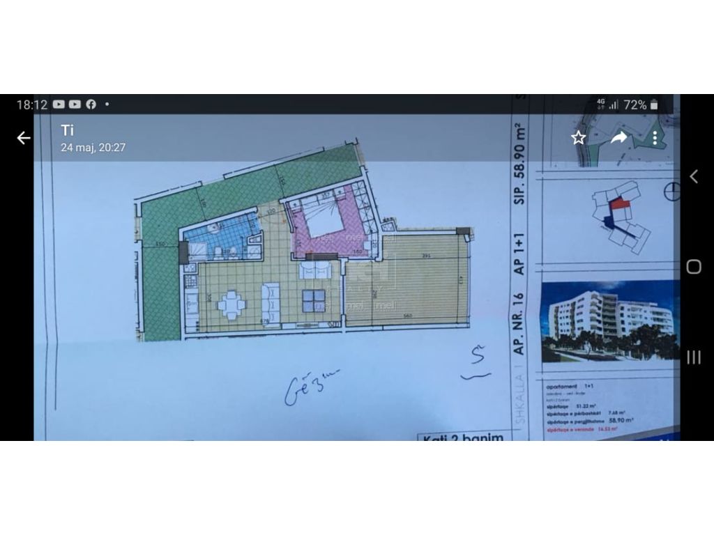 Shitet apartament 1+1,perball Maternitetit te ri