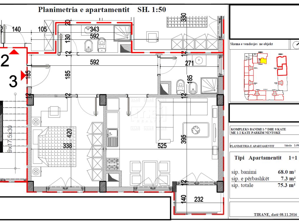 Ne Porcelan Shiten Apartamente 1+1 Me Siperfaqe Te Ndryshme