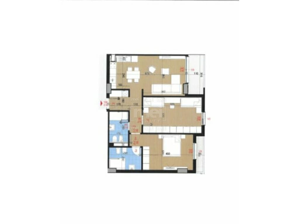 Tek Kompleksi Zirkon Shitet Apartament 2+1+2