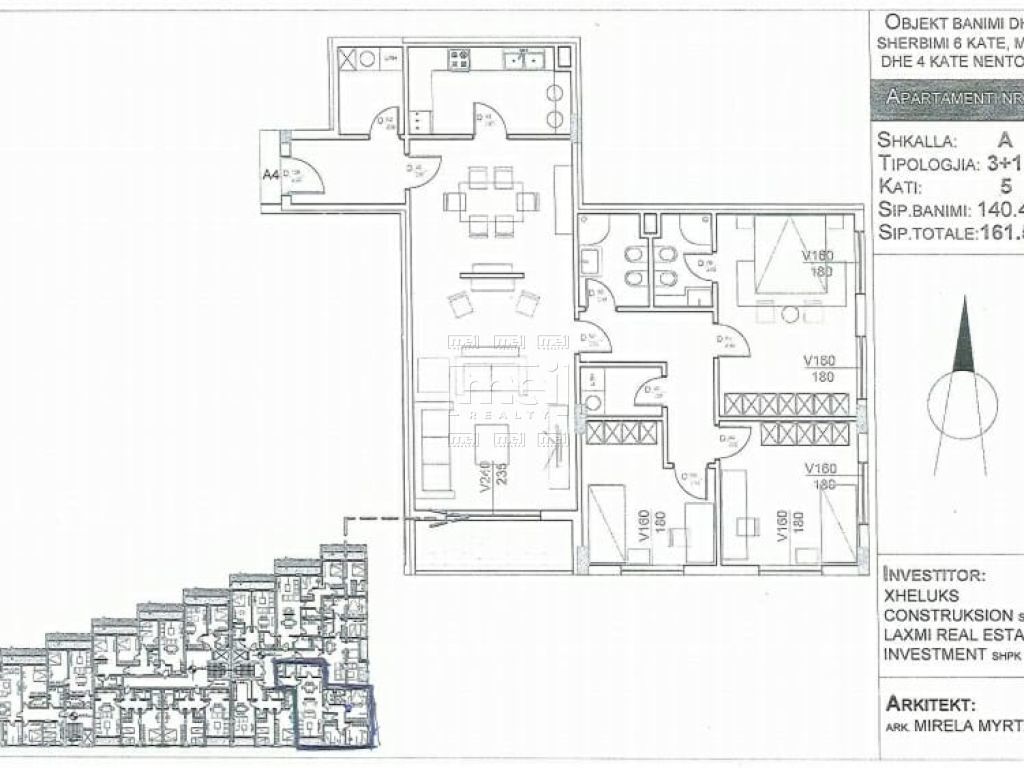 Shitet Apartament 3+1+2 Tek Liqeni I Thate