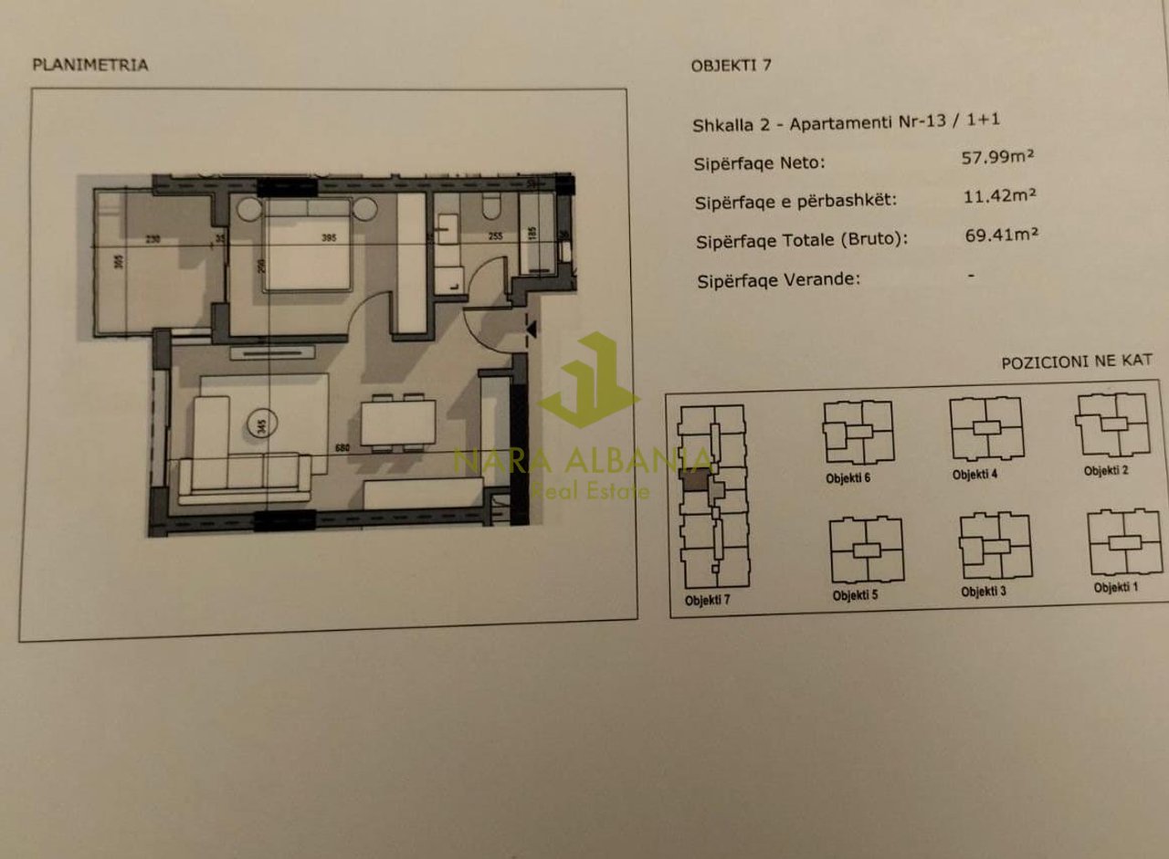 1+1 apartment for sale on "5 Maji" Street, Tirana - 1450 € per m²