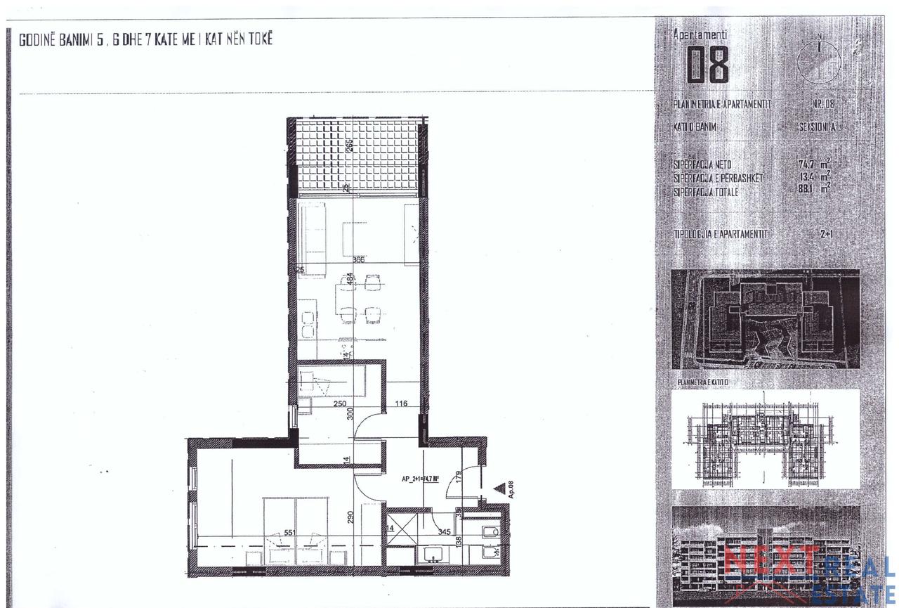 SHITET APARTAMENT 2+1 1050 EURO/M2 NE ORIKUM, VLORE