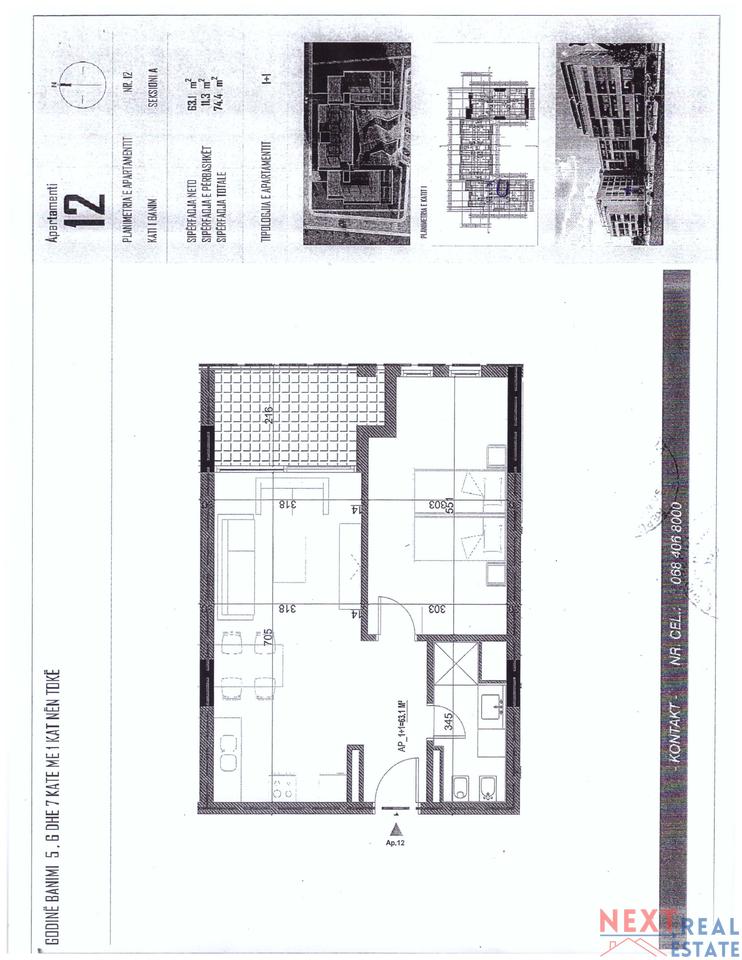 SHITET APARTAMENT 1+1 1250 EURO/M2 NE ORIKUM, VLORE