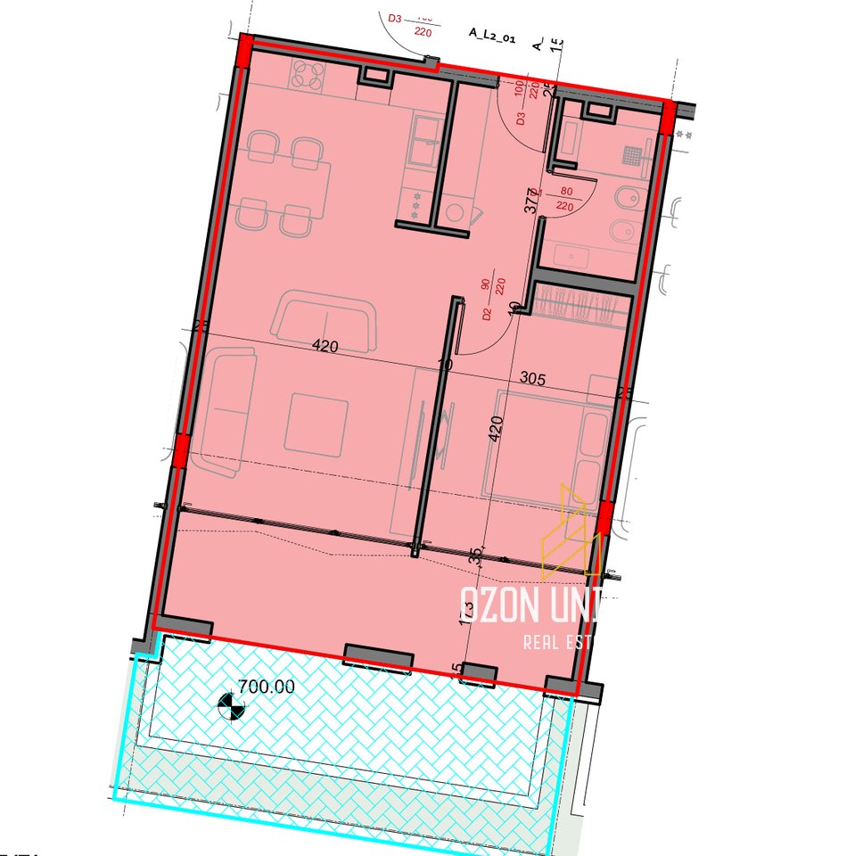 Appartamento 1+1 con veranda in vendita a Jale Bay Music Village