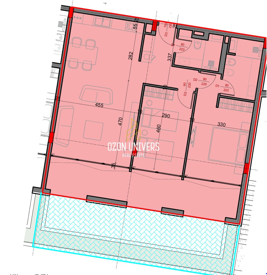 Appartamento 2+1+2 con veranda in vendita a Jale Bay Music Village
