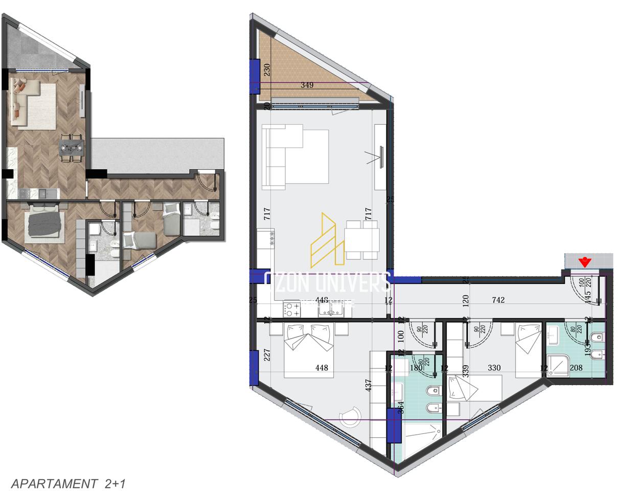 Okazion! Apartament 2+1+2 në shitje tek Colonnade Residence, Zogu i Zi