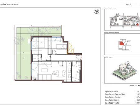 OCCASIONE! Appartamento 2+1+2 con cortile in vendita a Village Square, Dhërmi!
