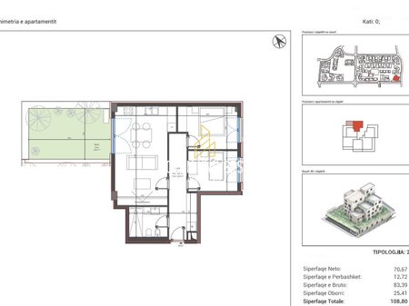 OKAZION! Apartament 2+1 me oborr për Shitje tek Square Village, Dhërmi!