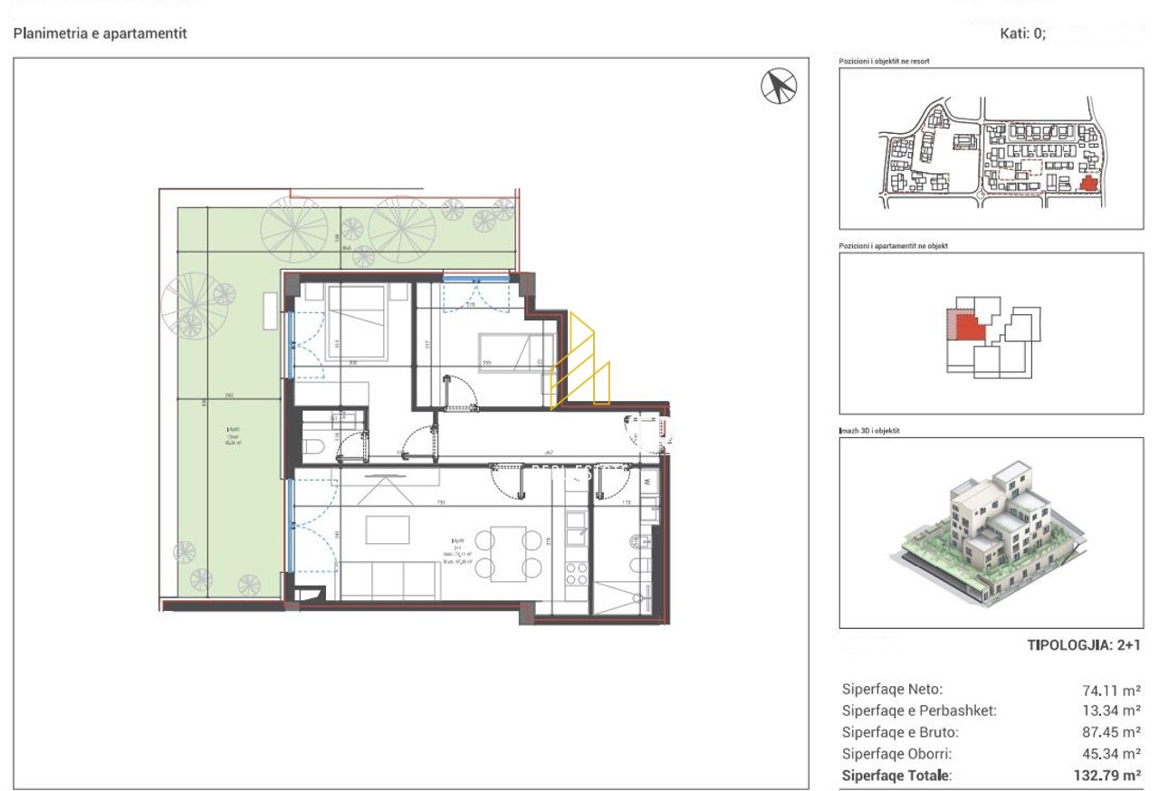 OKAZION! Apartament 2+1+2 me oborr për Shitje tek Square Village, Dhërmi!