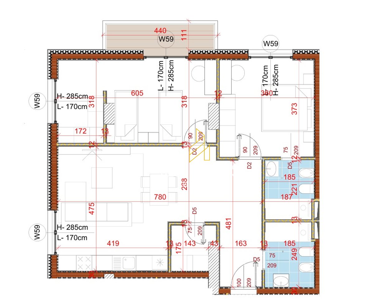 Apartment 2+1 for sale at Tirana Golden Gate