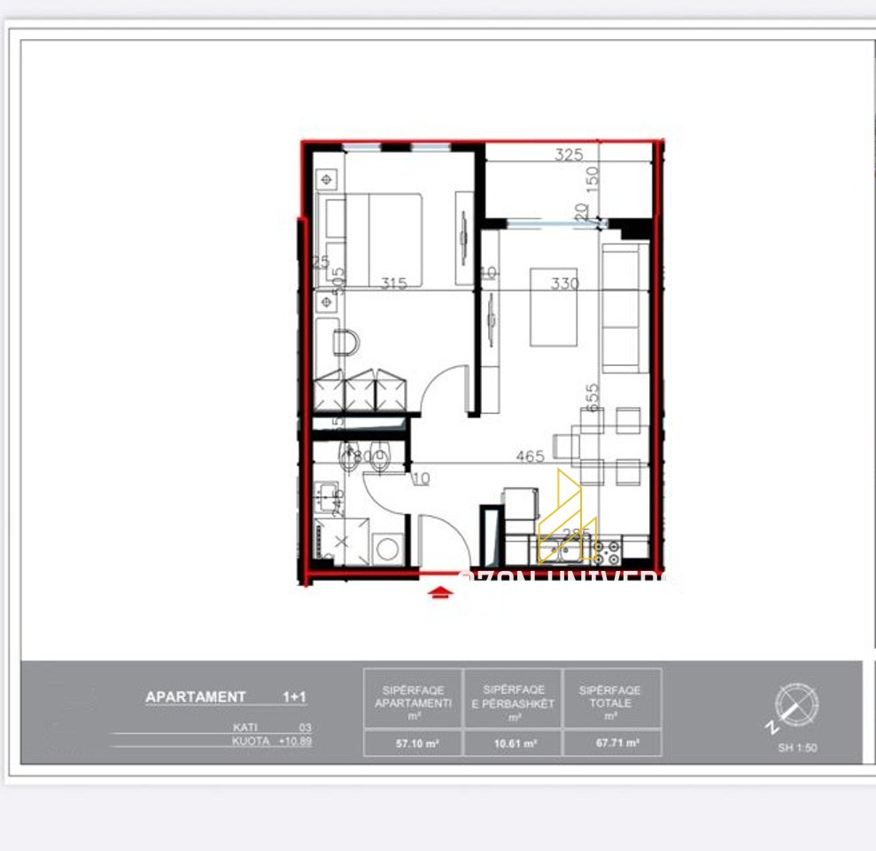 1+1 apartment for sale, at Univers City Residence, near QTU!