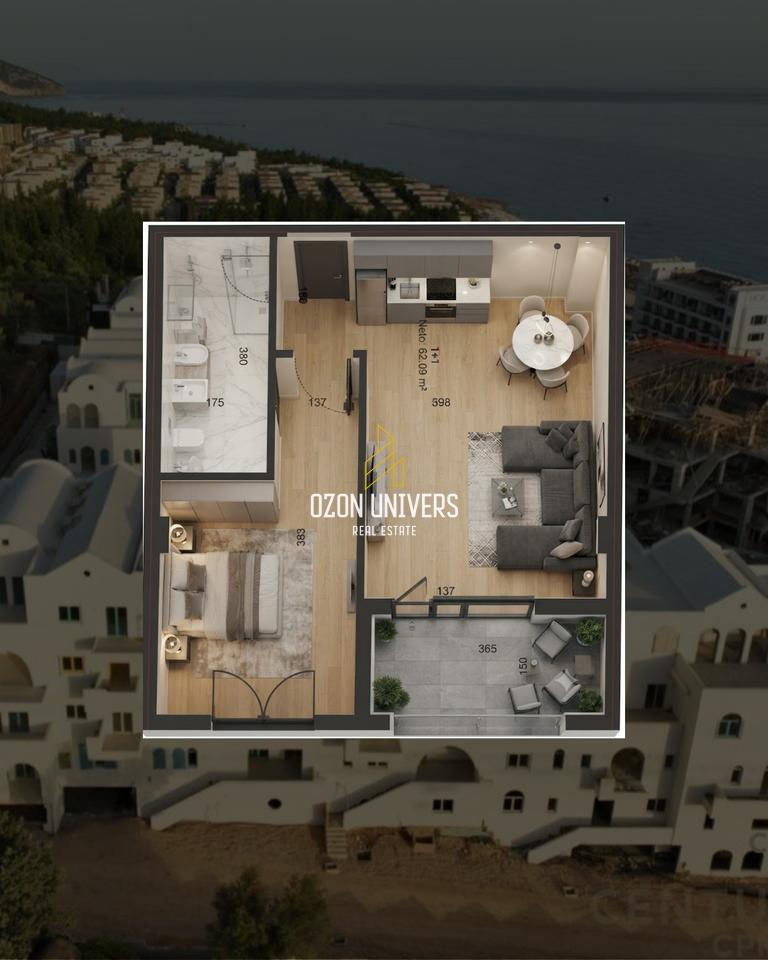 Apartment 1+1 for sale, at Square Village, Dhërmi!
