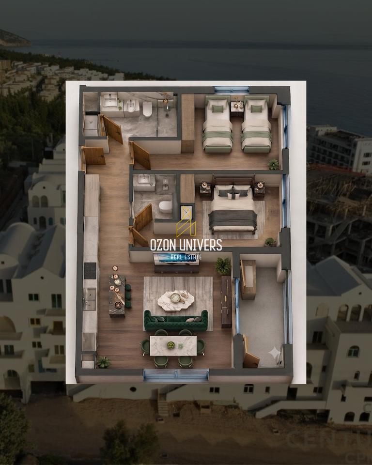 Apartment 2+1+2 for sale, at Square Village, Dhermi!