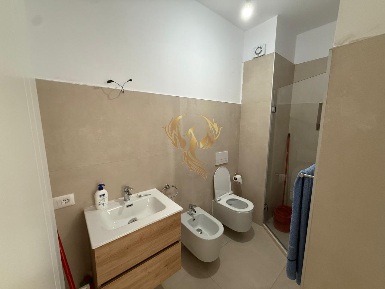 A 2+1 apartment is for rent in a newly completed building on Besa Street, near Hotel Meridian.