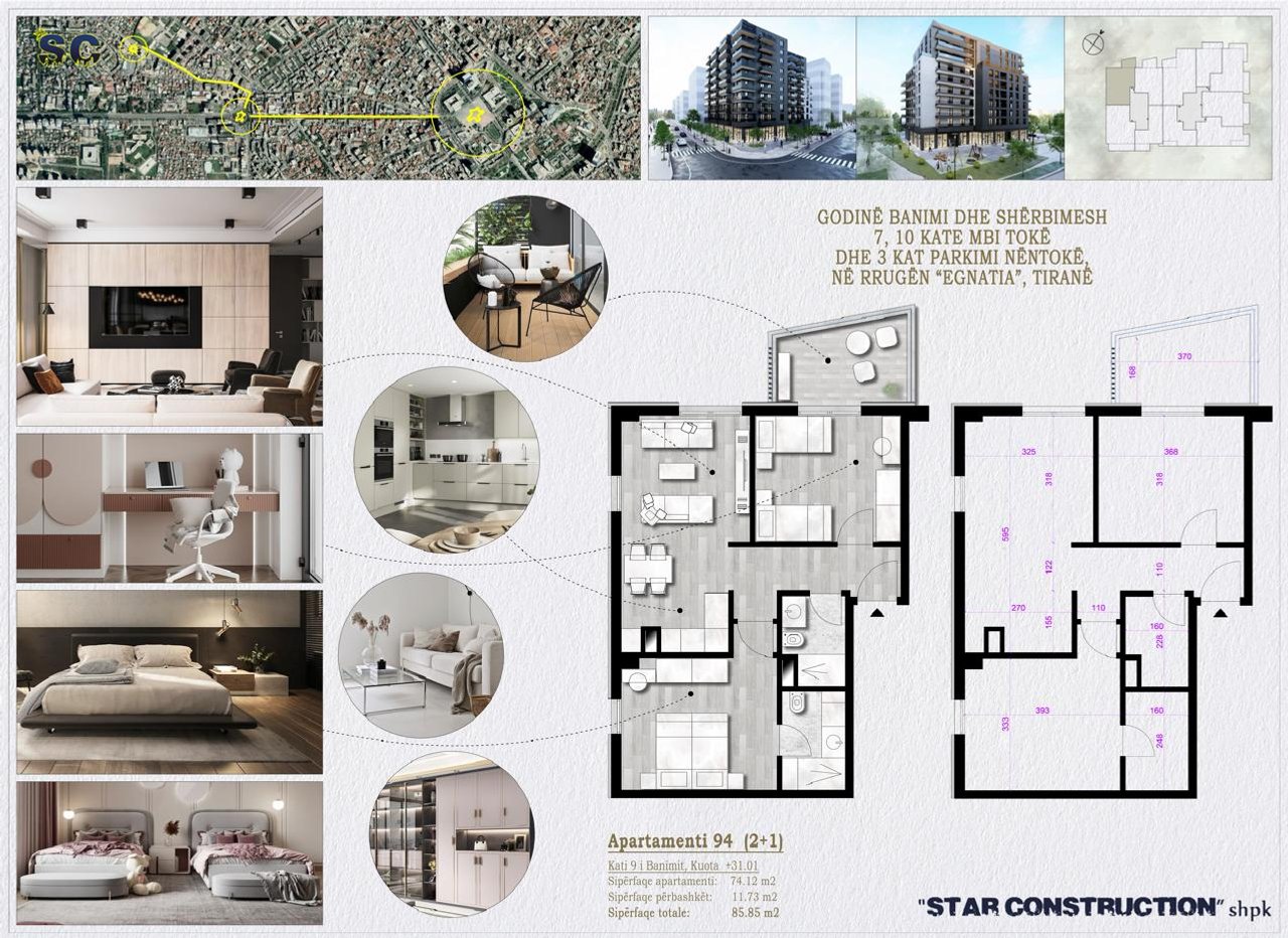 Apartament 2+1 Për Shitje në Don Bosco, Tiranë - 163.115€ | 85.85 m²