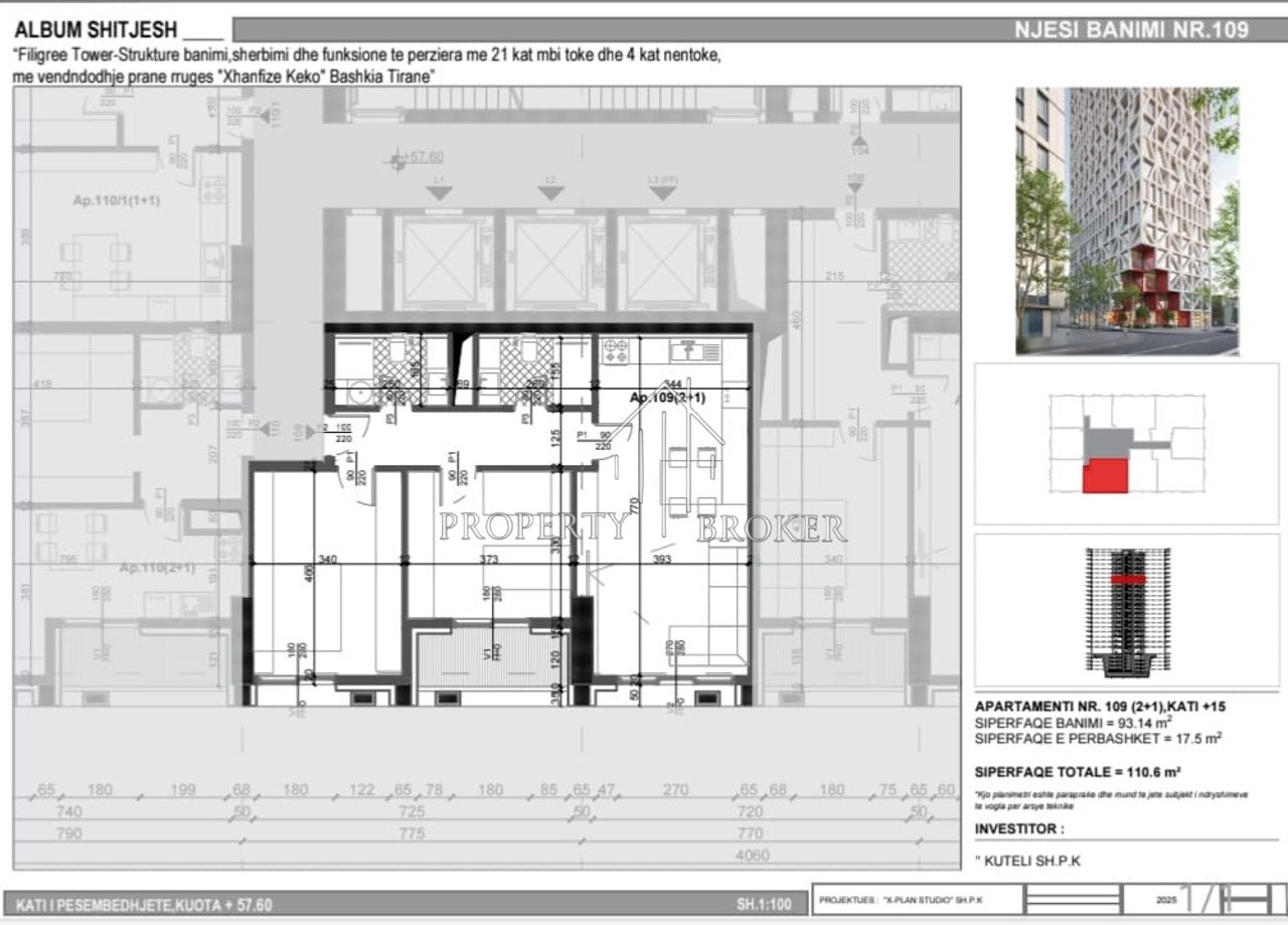 Vendesi appartamento 2+1+2T presso il Complesso Filigree Tower, Via Xhanfize Keko, Xhamllik!