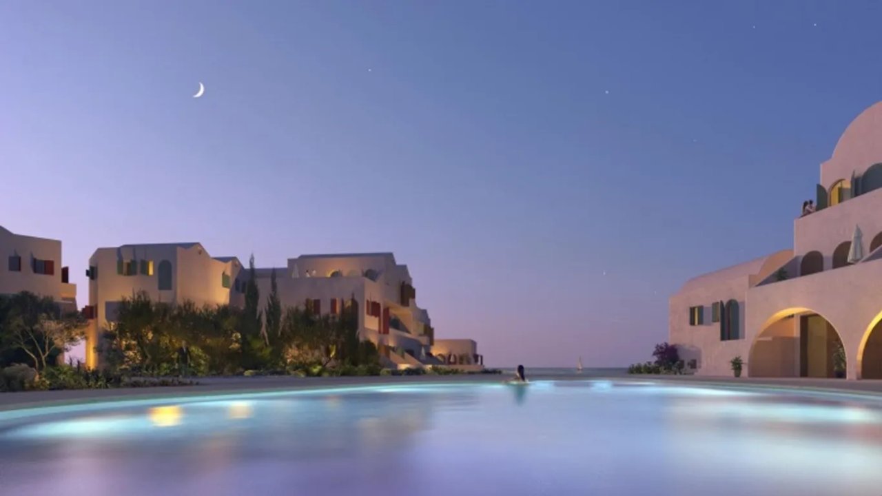 Shitet apartament 1+1 tek Rezidenca Santorini, Dhermi!