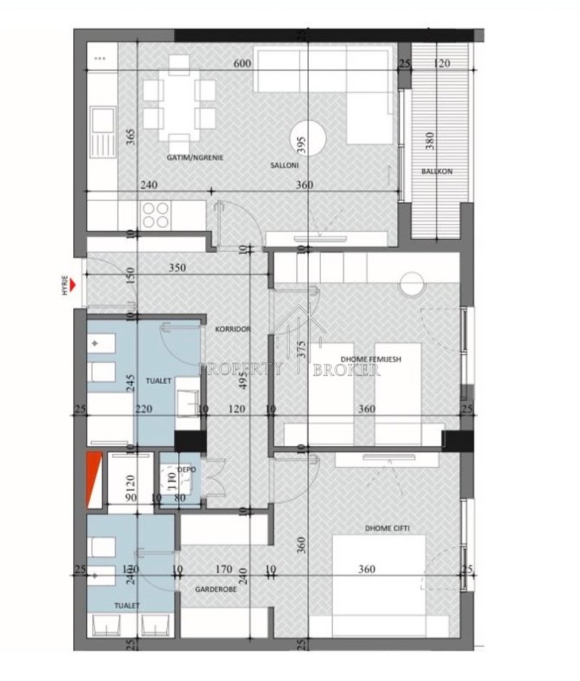 Vendesi appartamento 2+1+2+ deposito+guardaroba, a Paskuqan, presso Diellon Apartments.