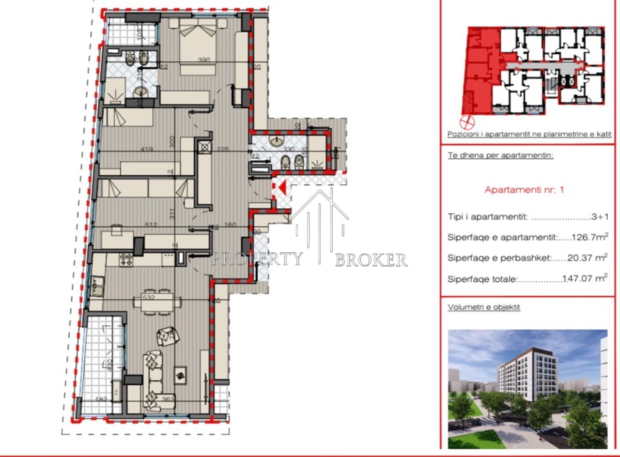 Apartment 3+1+2 for sale at Elbavo Residence, Jordan Misja Street!