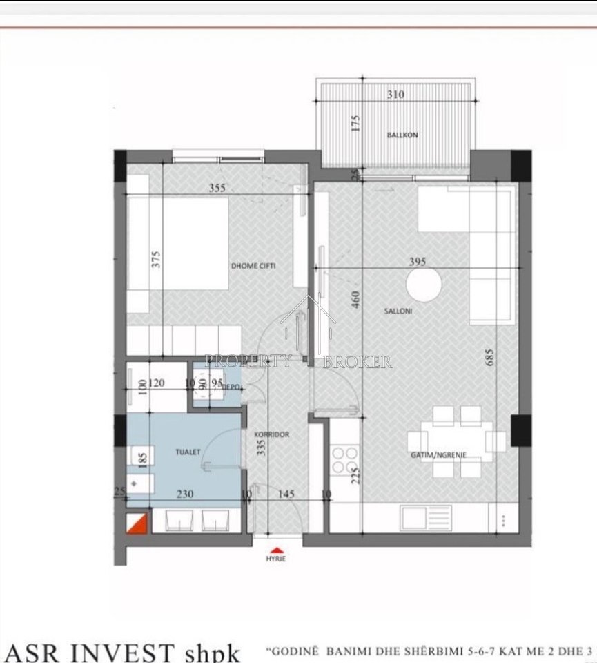 Shitet apartament 1+1 ,ne Paskuqan,te Diellon Apartments