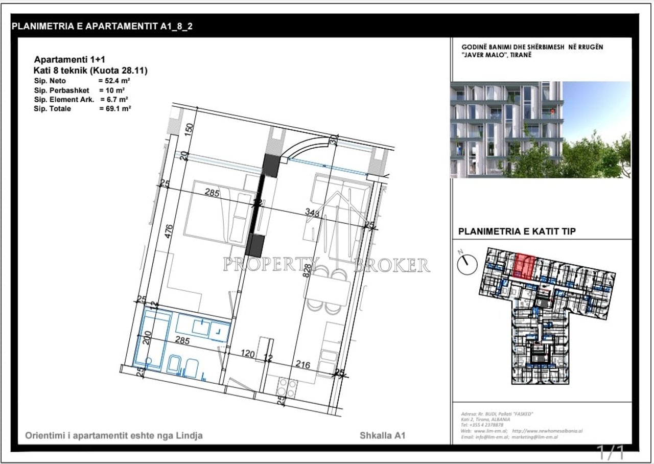 For sale 1+1 apartment at Vira Complex, Javer Malo Street, Former Bus Park!