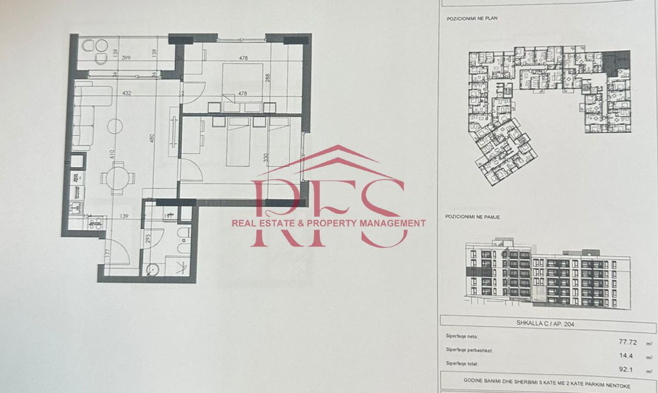 📌 Shitet Apartament 2+1 – 92.1 m² + Ballkon