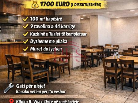 🚨 SUPER OKAZION NË BLLOK 🚨Jepet me qera bar-resorant , 100 m², 1.700 € ne BLLOK