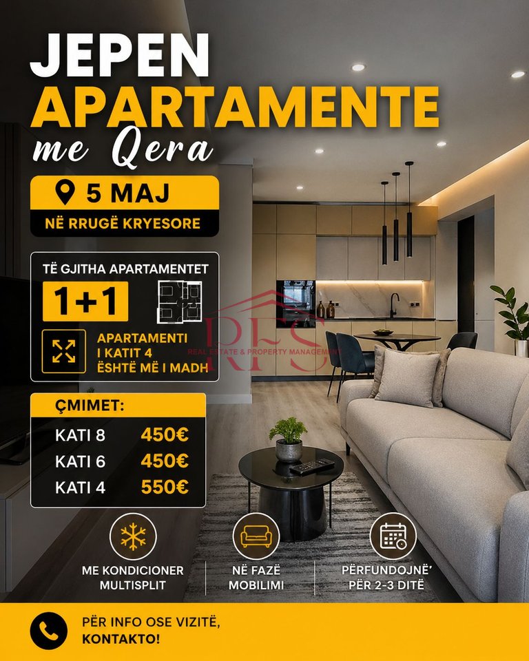 🏢 JEPEN APARTAMENTE ME QERA – 5 MAJ