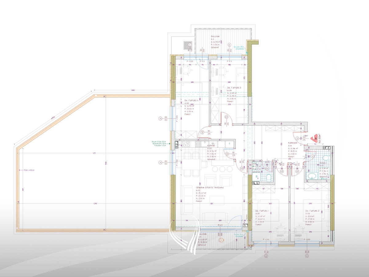 Apartment 141m2 + 95.08m2 terrace for sale in the Tophane neighborhood - Orhidea13