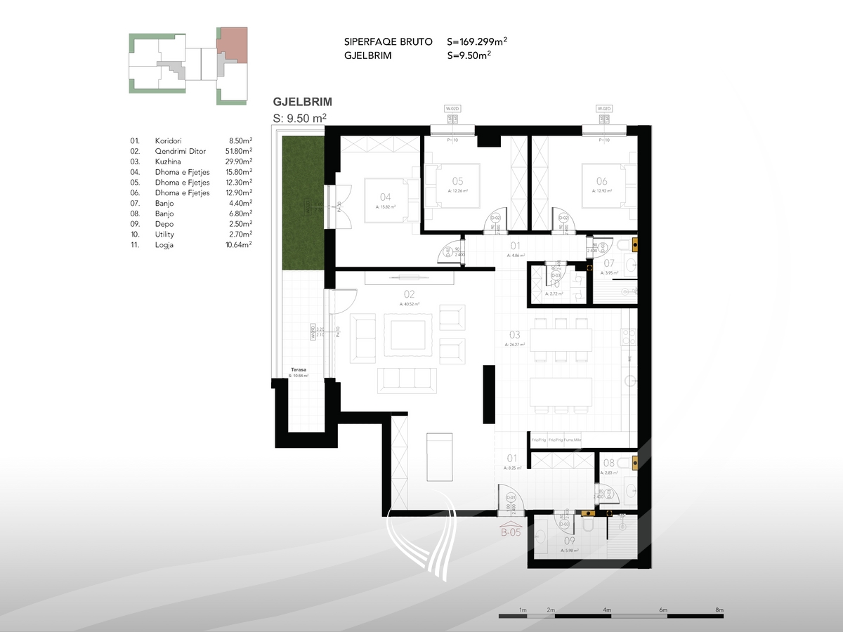 Apartment 169.30m2 for sale in the Prishtina e Re neighborhood – Partner & Dervisholli ING13