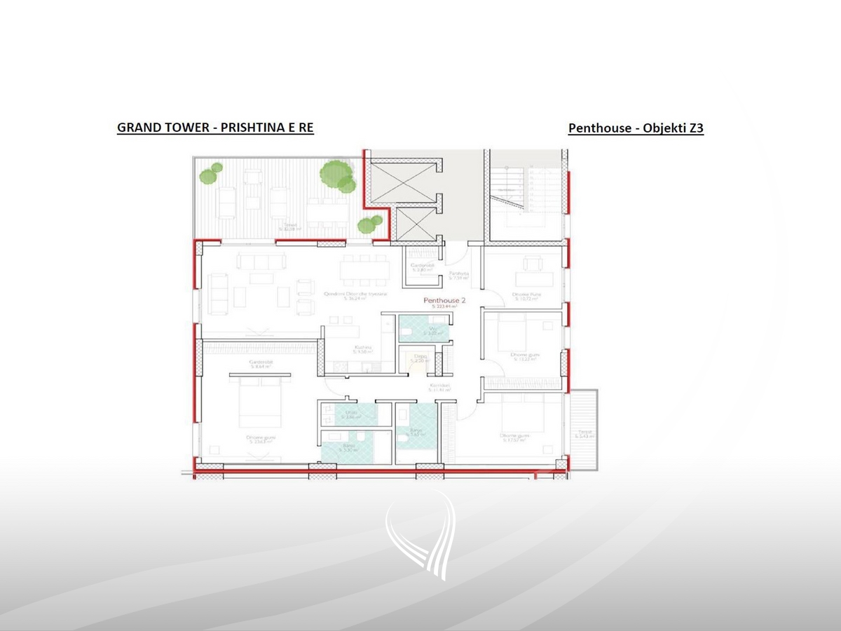 Penthouse 223.44m2 në shitje në lagjen Prishtina e re7