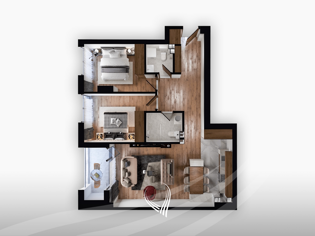 Banesë me 2 dhoma gjumi në shitje në lagjen Lakrishtë – Prime Residence 311