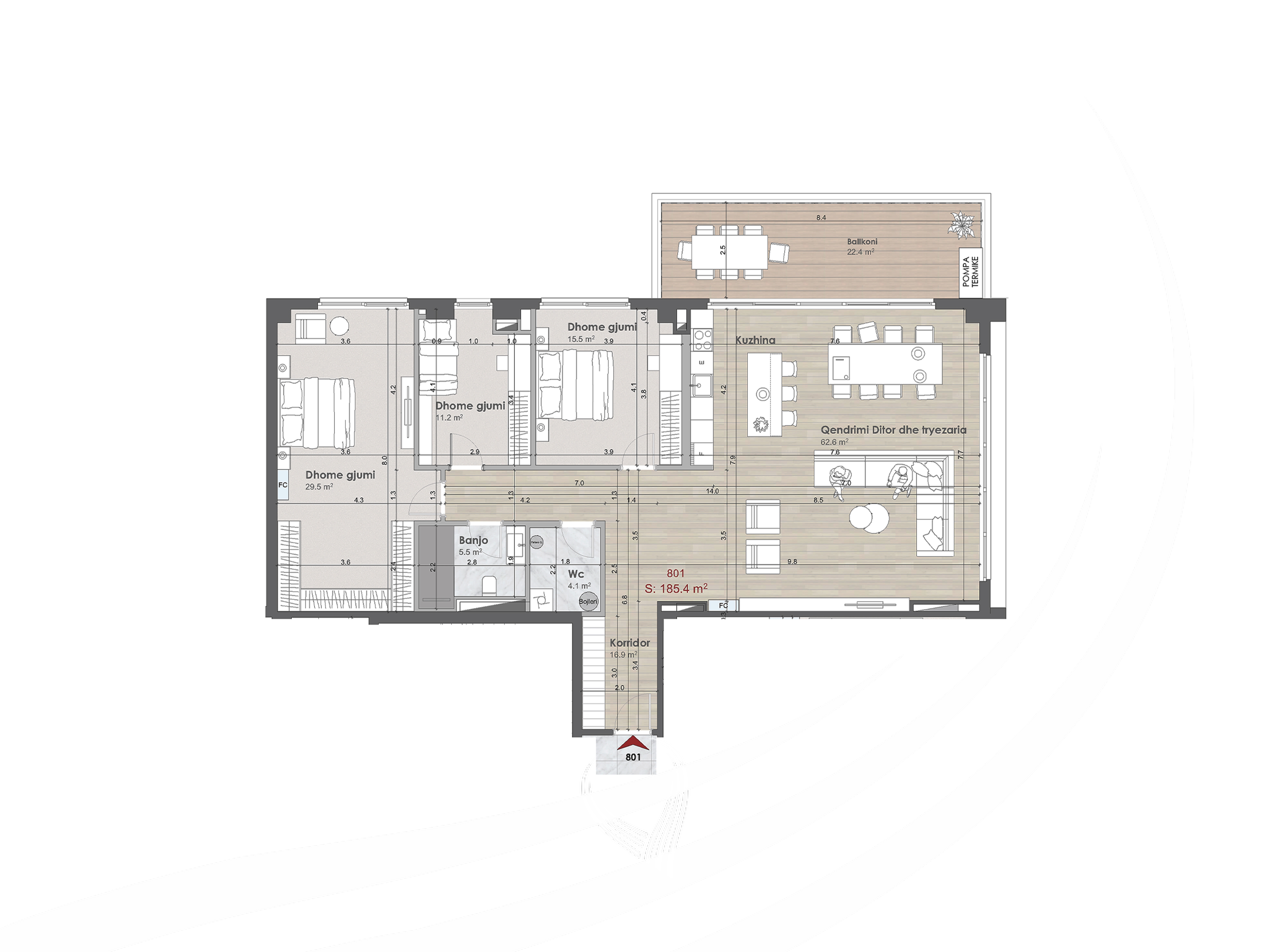 Banesë me 3 dhoma gjumi në shitje në lagjen Prishtina e re – International Residence1