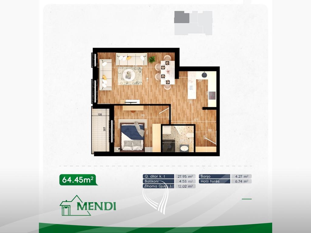 Banesë me 1 dhomë gjumi në shitje në lagjen Mati 19