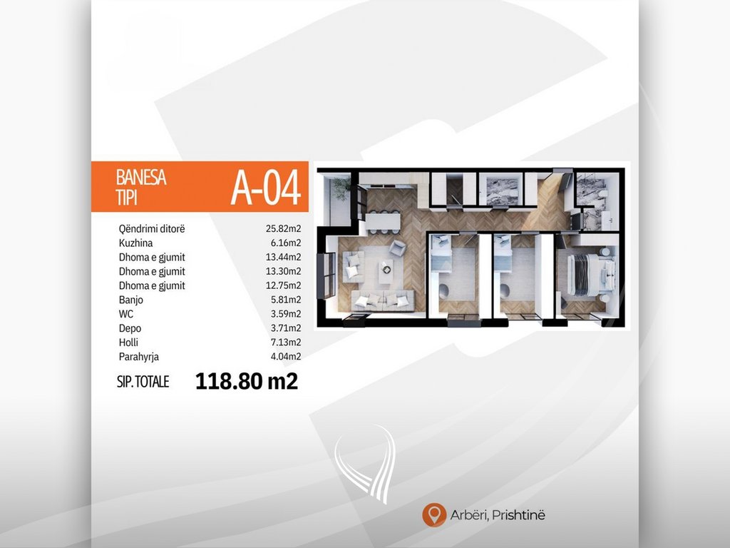 3-bedroom apartment for sale in the Arbëria neighborhood – Dragodan12