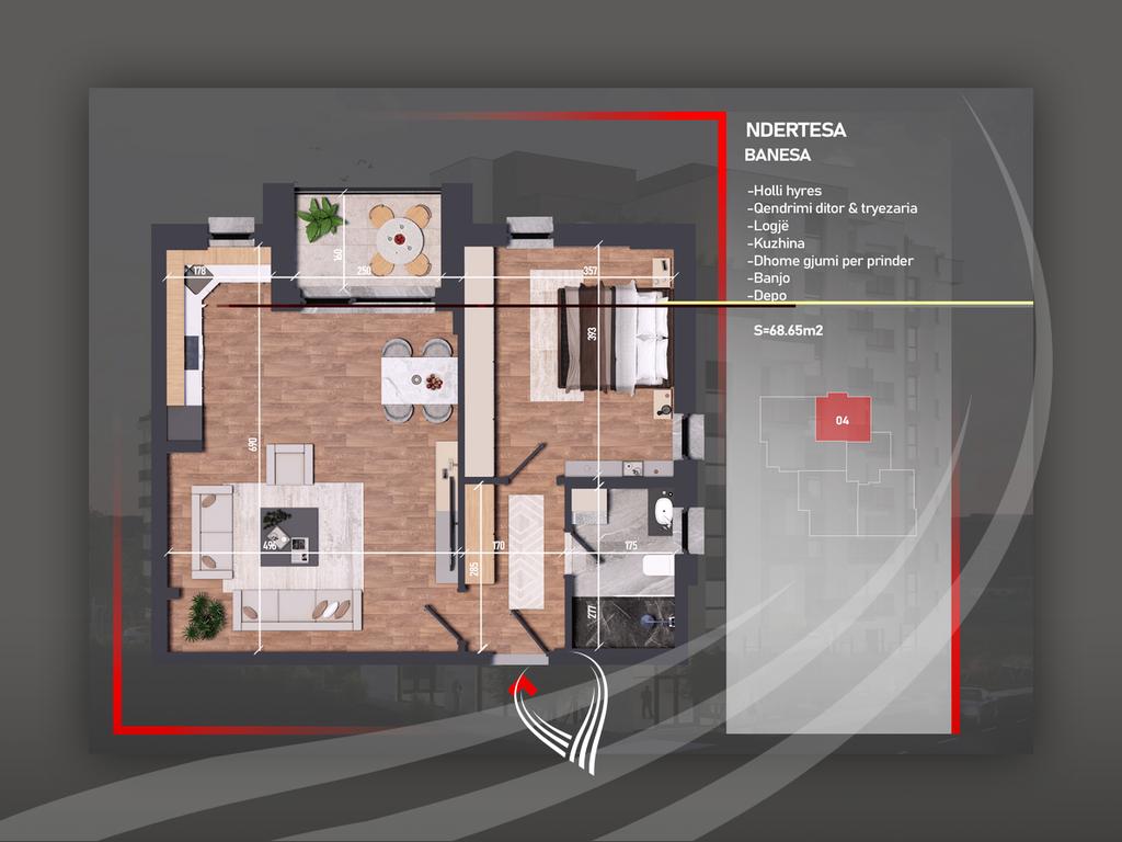 Banesë me 1 dhomë gjumi në shitje në lagjen Mati 1 – VA Residence 48