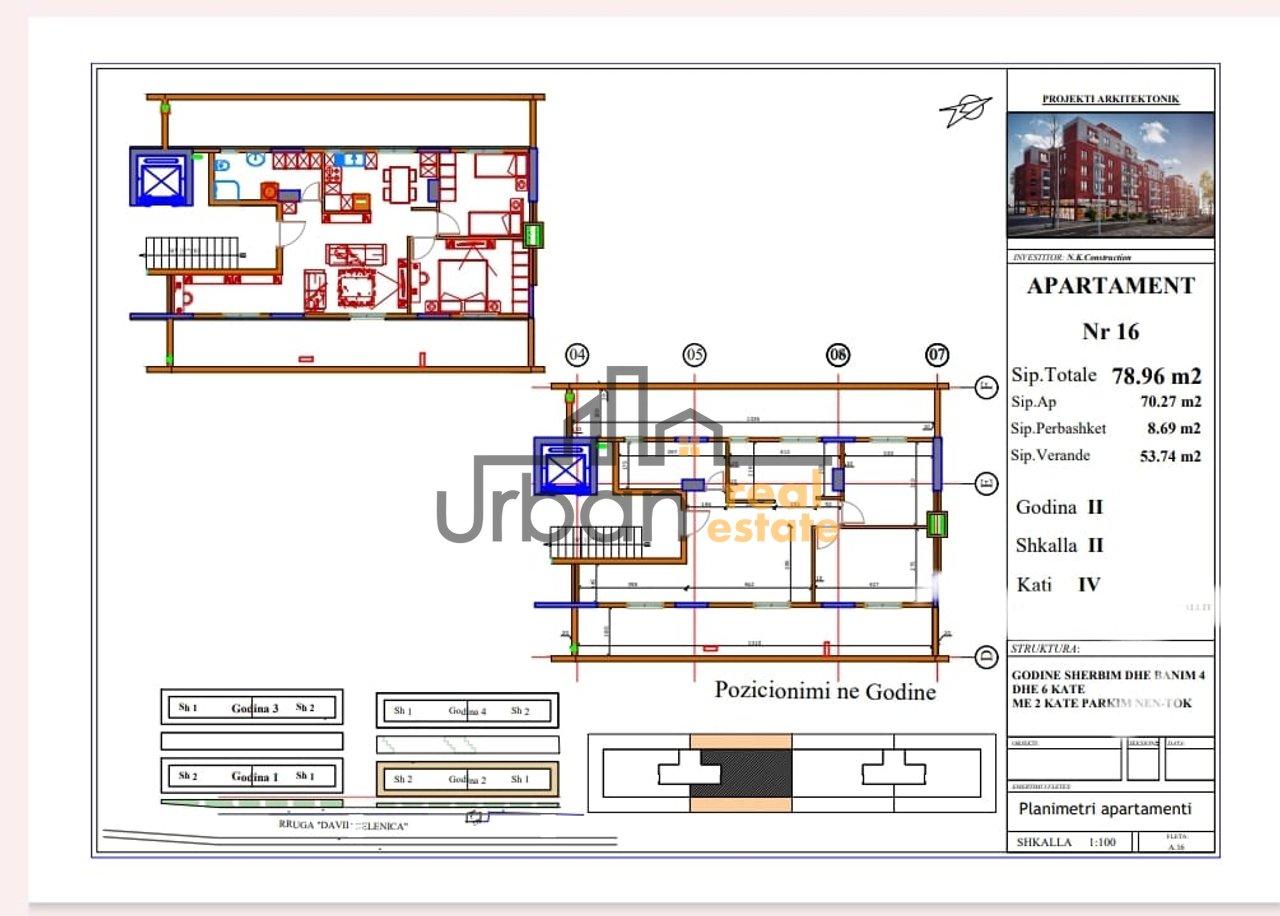 Shitet Apartament 2+1+ Verande 53.74m²  në Selitë, Tiranë - 140000€