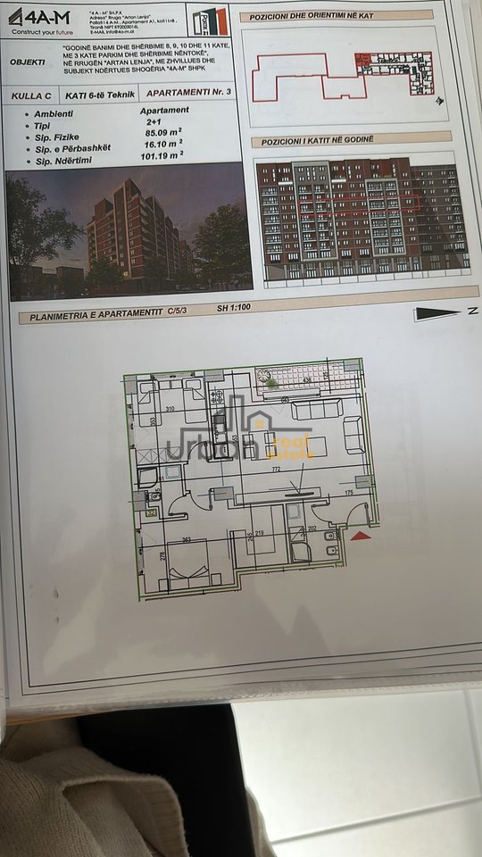 Apartament 2+1+2 për Shitje te Inxhinieria e Ndërtimit, Tiranë – 253.000€ | 101.19 m²