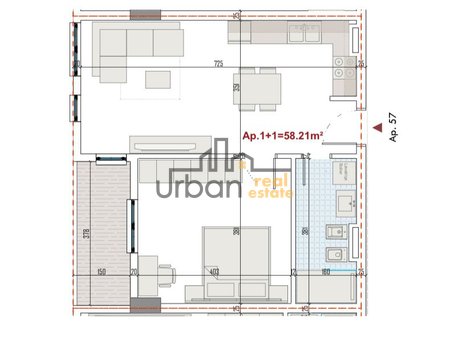 Shitet, Apartament 1+1, Ringside Residence/Paskuqan, Tiranë - 80,676€ | 67.23 m²