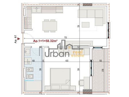 Shitet, Apartament 1+1, Ringside Residence/Paskuqan, Tiranë - 80,832 € | 67.36 m²
