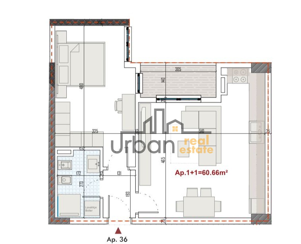 Shitet, Apartament 1+1, Ringside Residence/Paskuqan, Tiranë - 84,072 € | 70.06 m²