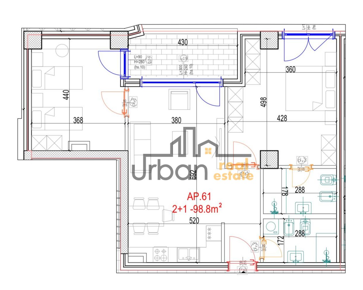 Qera, Apartament 2+1+2, Don Bosco, Tiranë - 212,000€ | 117.6 m²
