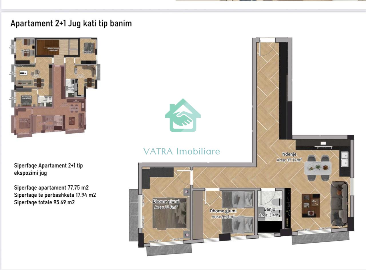 Apartament 2+2 Për Shitje në Qendër të Tiranës